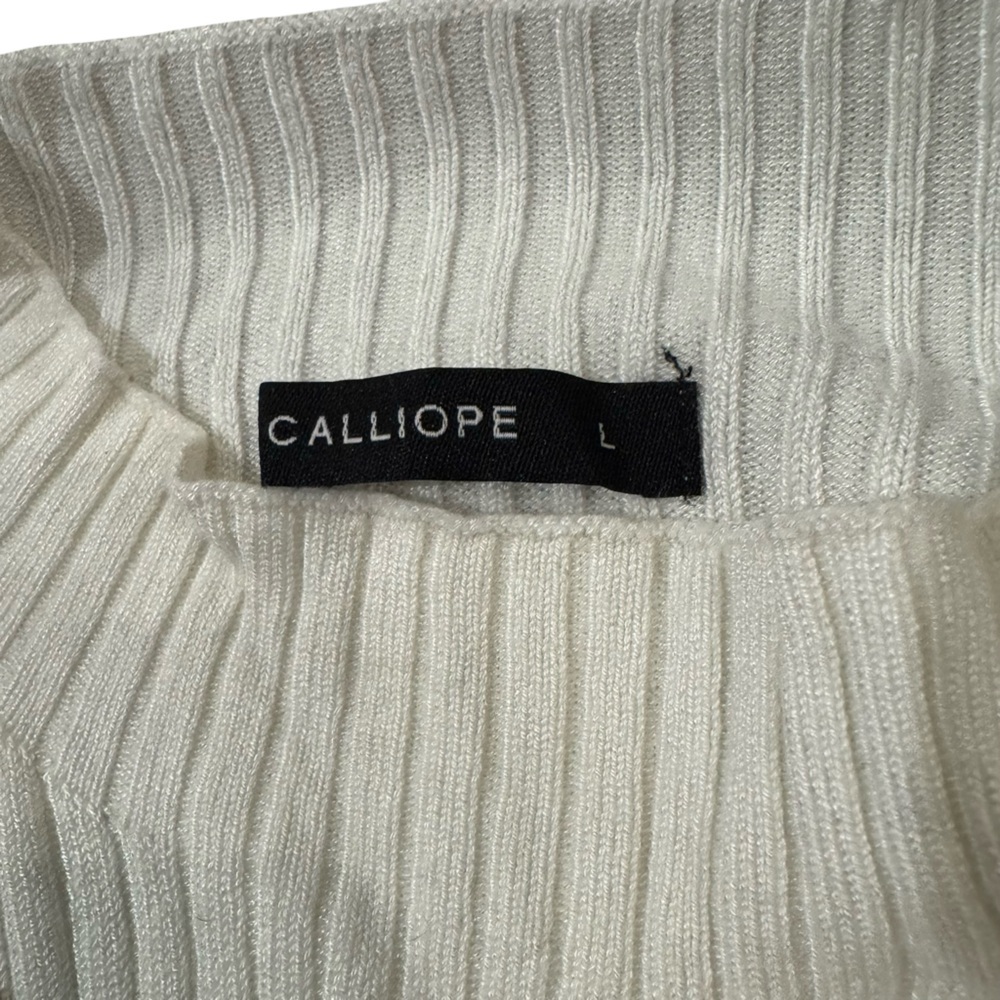 Calliope Cream Mock Turtleneck Ribbed Sweater - Picture 6 of 8